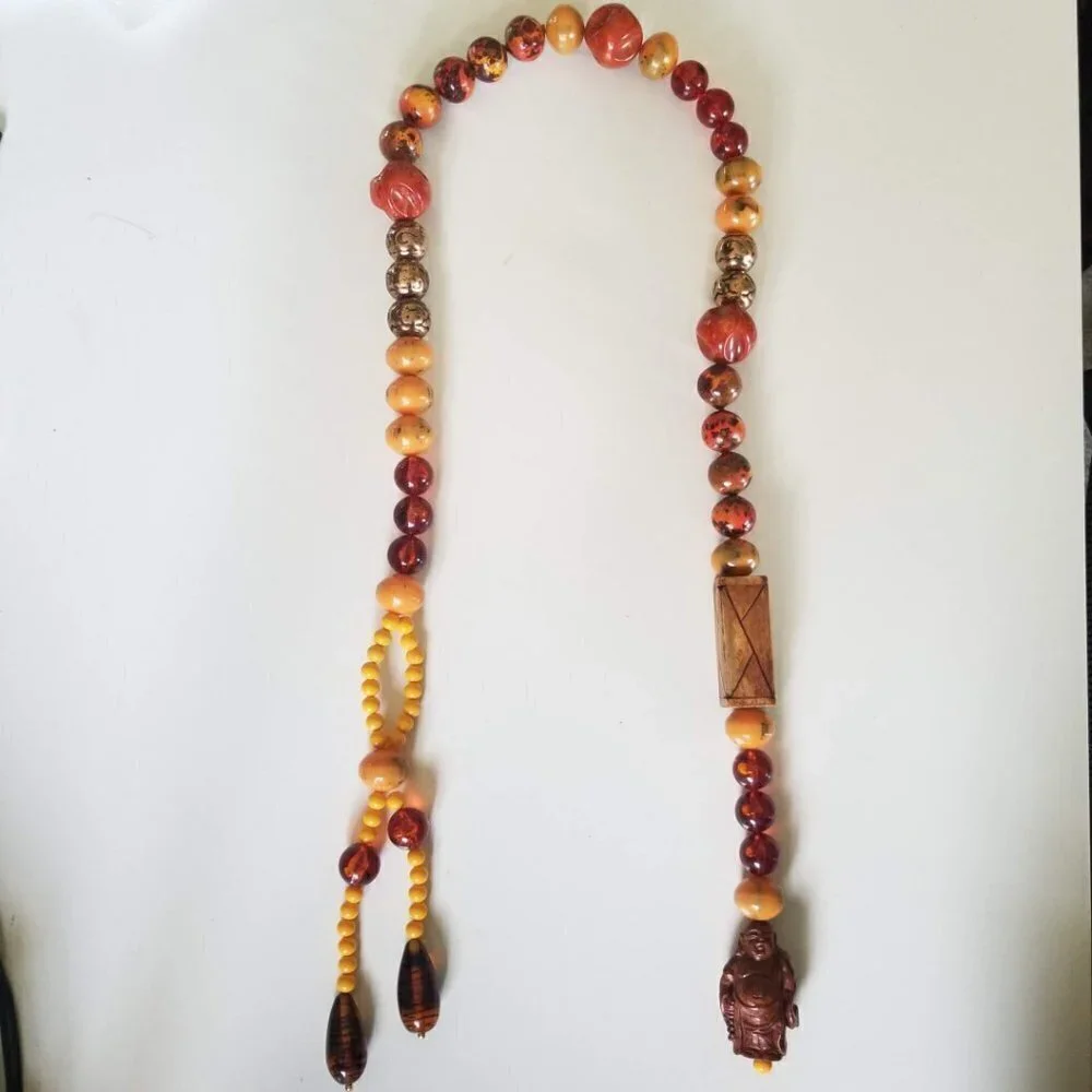 Lucky Buddha Hanging Decor Handmade Vintage Beaded Decoration - Picture 2 of 6